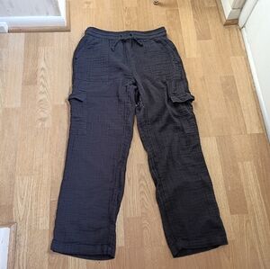 Aeropostale Boho Pants Women L Black With Drawstring Waist Pockets Eco-friendly